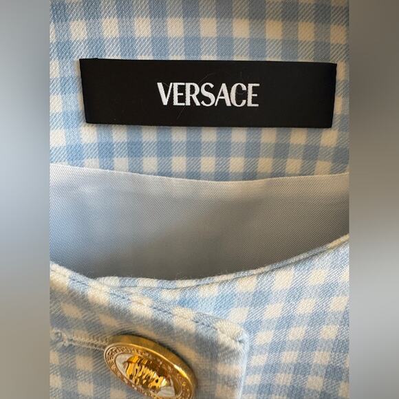 Versace Medusa Blue and White Checkered wool jacket - Picture 3 of 7